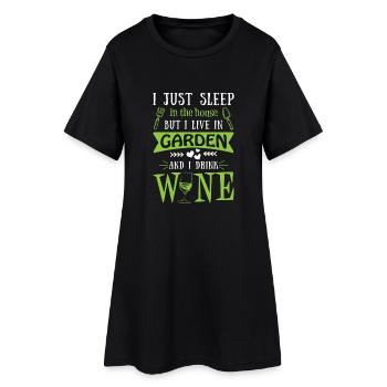 I live in Garden nature flower fan drinking - Frauen T-Shirt-Kleid - Schwarz - Vorne