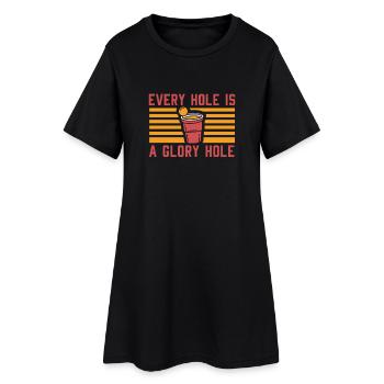 Lustiges Bier Pong - Jedes Loch ist ein - Frauen T-Shirt-Kleid - Schwarz - Vorne
