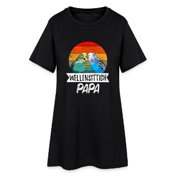 Wellensittich Papa Design mit Wellensittichen - Frauen T-Shirt-Kleid - Schwarz - Vorne