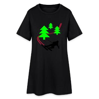 Wald Ski - Frauen T-Shirt-Kleid - Schwarz - Vorne