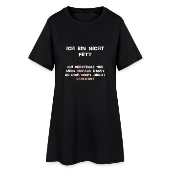 Sixpack verstecken/ Humor Übergewicht Geschenk - Frauen T-Shirt-Kleid - Schwarz - Vorne