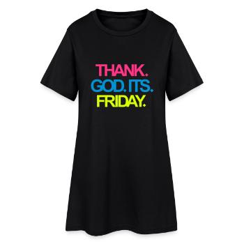 Its Friday! - Frauen T-Shirt-Kleid - Schwarz - Vorne
