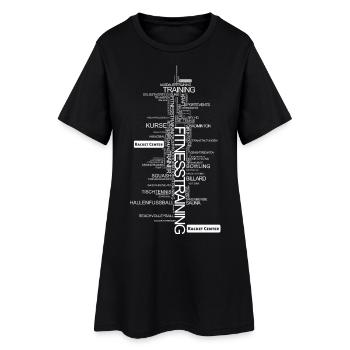 "Alles über Fitness" Motiv weiß - Frauen T-Shirt-Kleid - Schwarz - Vorne