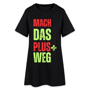 Motivierendes Druckmotiv Plus Weg - Frauen T-Shirt-Kleid - Schwarz - Vorne