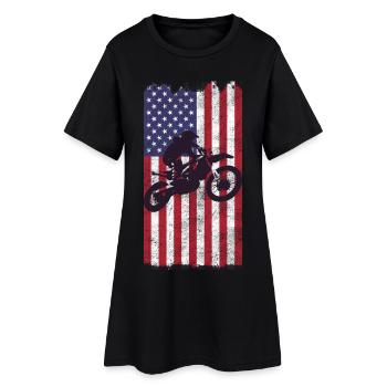 Drapeau américain du vélo de cross, - Robe T-shirt Femme - noir - Devant