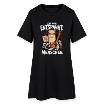 Ich War Entspannt Dann Kamen Menschen Lama - Frauen T-Shirt-Kleid - Schwarz - Vorne