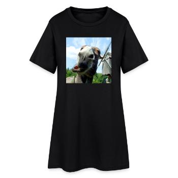 Esel - Frauen T-Shirt-Kleid - Schwarz - Vorne