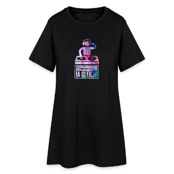 Dj dein Song läuft ja gleich - Frauen T-Shirt-Kleid - Schwarz - Vorne
