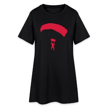 Fallschirmsprung - Frauen T-Shirt-Kleid - Schwarz - Vorne