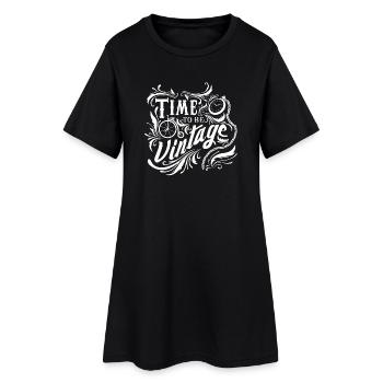 Time to be vintage - Frauen T-Shirt-Kleid - Schwarz - Vorne