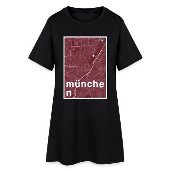 Munich hipster ville carte rouge - Robe T-shirt Femme - noir - Devant