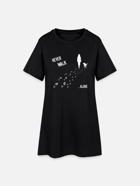 FRAU & HUND NEVER WALK ALONE - Frauen T-Shirt-Kleid - Schwarz
