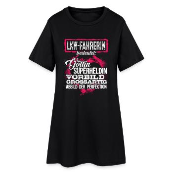 LKW-FAHRERIN - Duden - Frauen T-Shirt-Kleid - Schwarz - Vorne