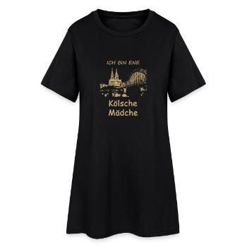 "ICH BIN ENE KÖLSCHE MÄDCHE" 5 - Frauen T-Shirt-Kleid - Schwarz - Vorne