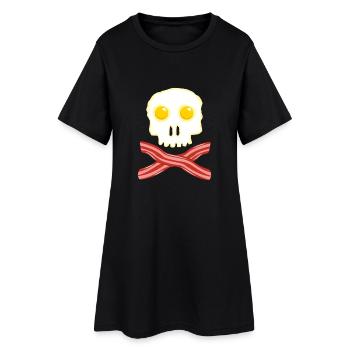 Speck und Eier Totenkopf Skull - Bacon Eggs - Frauen T-Shirt-Kleid - Schwarz - Vorne