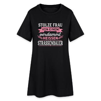 Strassenbauer - Stolze Frau - Geschenk - Frauen T-Shirt-Kleid - Schwarz - Vorne