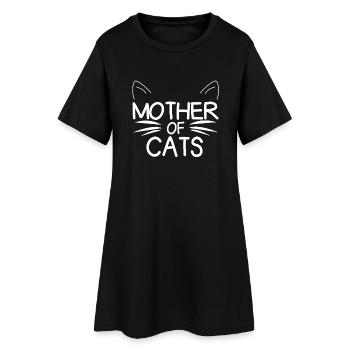 Katze - Frauen T-Shirt-Kleid - Schwarz - Vorne
