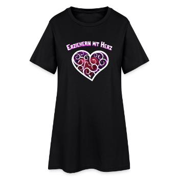 Erzieherin mit Herz - Frauen T-Shirt-Kleid - Schwarz - Vorne