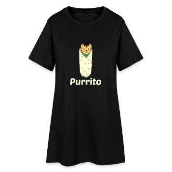 Purrito - Cat Burrito chaton ronronnant - Robe T-shirt Femme - noir - Devant
