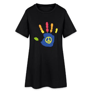 Kinderhand (Peace) - Frauen T-Shirt-Kleid - Schwarz - Vorne