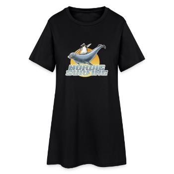 shirt de pingouin motif lion nordic sea surf nouveau - Robe T-shirt Femme - noir - Devant