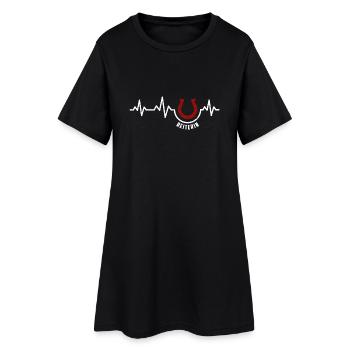 Heartbeat - Reiterin Reiter Reiten Pferd - Frauen T-Shirt-Kleid - Schwarz - Vorne