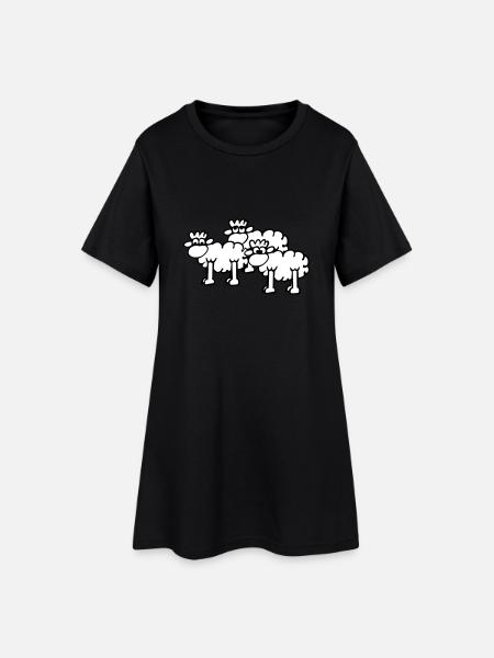 Moutons - Robe T-shirt Femme - noir