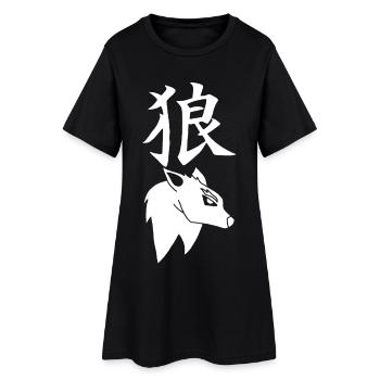 Loup blanc du Japon - Robe T-shirt Femme - noir - Devant
