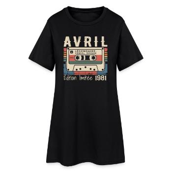 avril 1981 April 1981  - Robe T-shirt Femme - noir - Devant