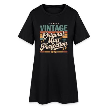 Vintage mai 1972 – Perfection pendant 54 ans - Robe T-shirt Femme - noir - Devant