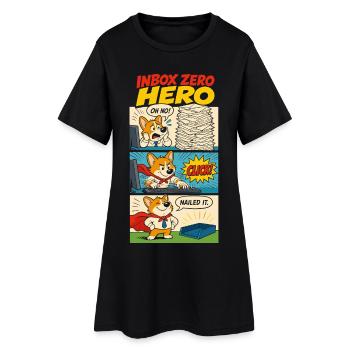 Inbox Zero Büroheld - Frauen T-Shirt-Kleid - Schwarz - Vorne