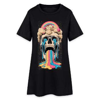 Arc-en-ciel du crâne psychédélique - Robe T-shirt Femme - noir - Devant