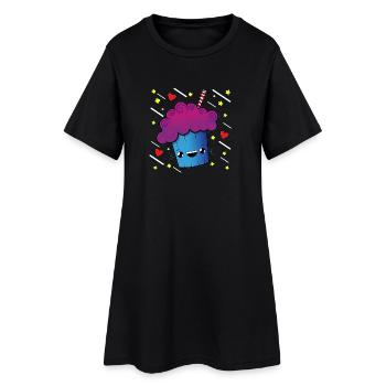 Cartoon Muffin Herz und Sterne T Shirt - Frauen T-Shirt-Kleid - Schwarz - Vorne