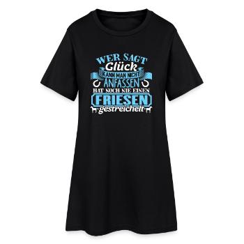 FRIESEN - Glück zum anfassen - Frauen T-Shirt-Kleid - Schwarz - Vorne