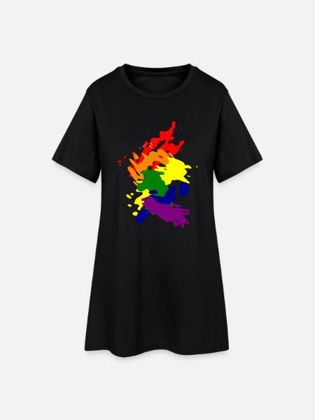 arc-en-ciel - Robe T-shirt Femme - noir