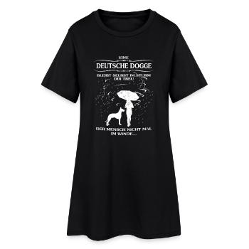 Frauen-Hundeshirt mit Deutsche Dogge - Frauen T-Shirt-Kleid - Schwarz - Vorne