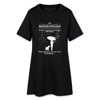 Frauen-Hundeshirt mit Riesenschnauzer - Frauen T-Shirt-Kleid - Schwarz - Vorne