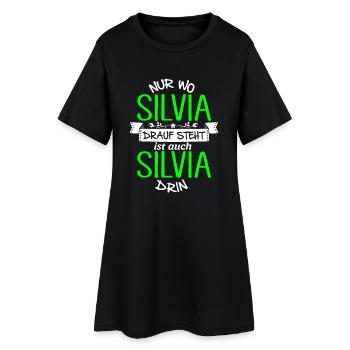 SILVIA die Echte - Frauen T-Shirt-Kleid - Schwarz - Vorne