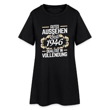 1946 - Qualität - Frauen T-Shirt-Kleid - Schwarz - Vorne