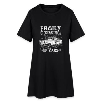 Easily distracted by cars - fun vintage racer gift - Robe T-shirt Femme - noir - Devant