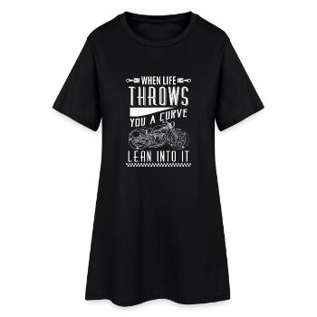 When life throws you a curve lean into it - biker - Robe T-shirt Femme - noir - Devant