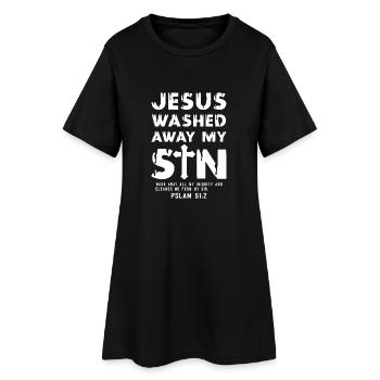 Jesus washed away my Sin - Psalm 51:2 - Frauen T-Shirt-Kleid - Schwarz - Vorne
