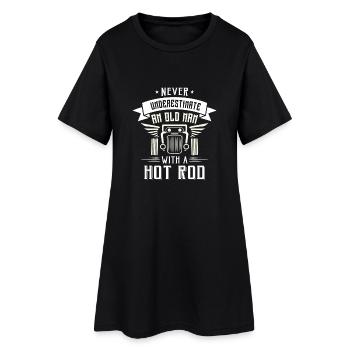 Never underestimate an old man with a Hot Rod - Robe T-shirt Femme - noir - Devant