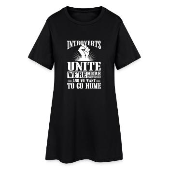 Introverts unite we're here uncomfortable - Robe T-shirt Femme - noir - Devant