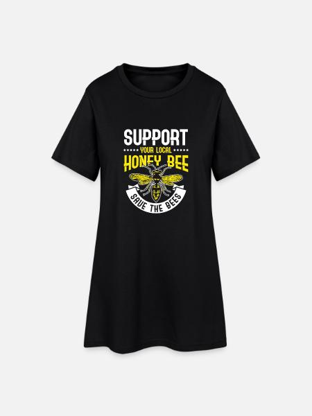 Support your local Honey Bee Save the Bees - Frauen T-Shirt-Kleid - Schwarz