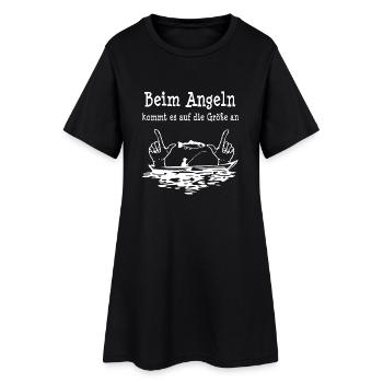 Beim Angeln kommt er auf die Größe an - Frauen T-Shirt-Kleid - Schwarz - Vorne