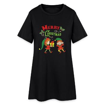 Noël Elf Elf Noël Noël Noël - Robe T-shirt Femme - noir - Devant