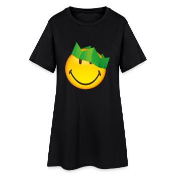 Smiley Green Crown - Frauen T-Shirt-Kleid - Schwarz - Vorne