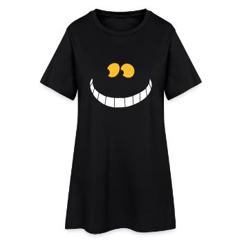 Grinsekatze - Frauen T-Shirt-Kleid - Schwarz - Vorne