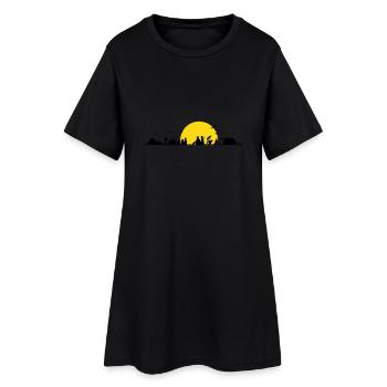 Freizeit - Zelten - Frauen T-Shirt-Kleid - Schwarz - Vorne